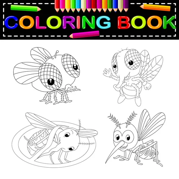 Livro Bonito Para Colorir Insetos — Vetor de Stock