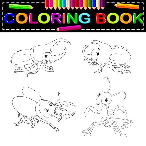 Sevimli Böcek Boyama Kitabı — Stok Vektör