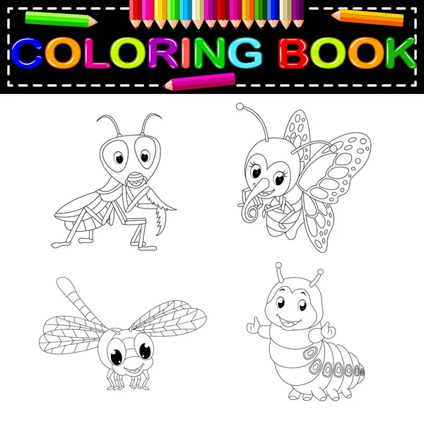 Livre Coloriage Insecte Mignon — Image vectorielle