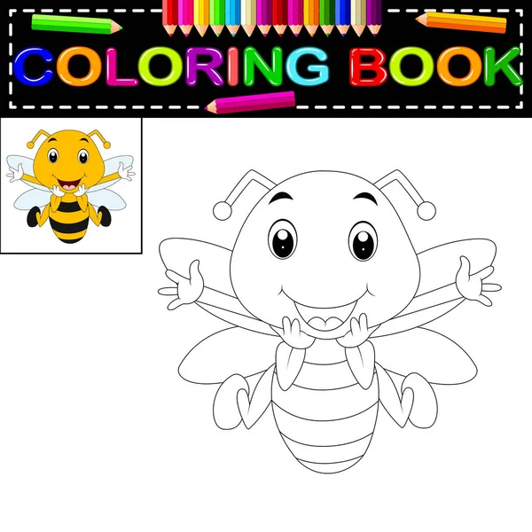 Ładna Pszczoła Kolorowanka — Wektor stockowy