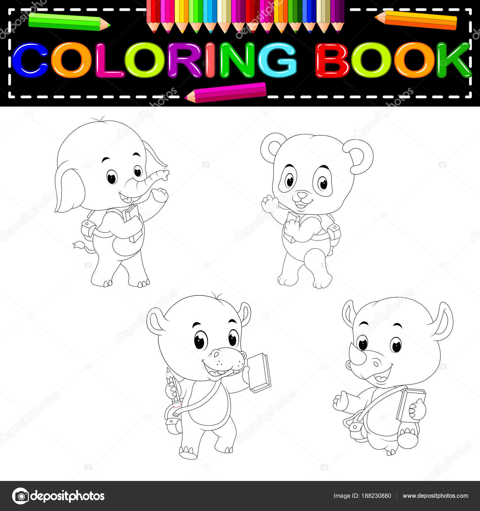 Download Wild Animal Coloring Book Vector Image By C Hermandesign2015 Gmail Com Vector Stock 188230880
