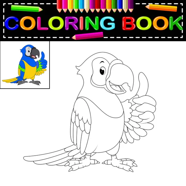 Aranyos Papagáj Kifestőkönyv — Stock Vector
