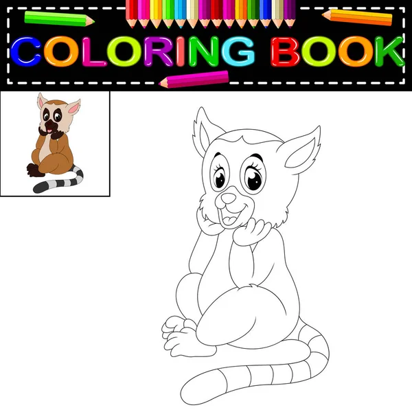 Schattig Lemur Kleurboek — Stockvector
