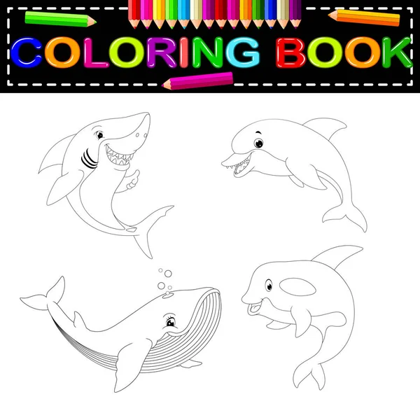 Livro Bonito Para Colorir Peixes — Vetor de Stock