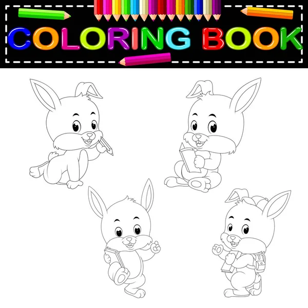 Lindo Libro Para Colorear Conejo — Vector de stock