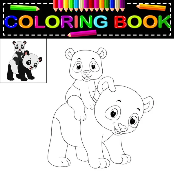 Lindo Feliz Panda Para Colorear Libro — Vector de stock