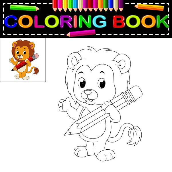 Lindo Libro Para Colorear León — Vector de stock