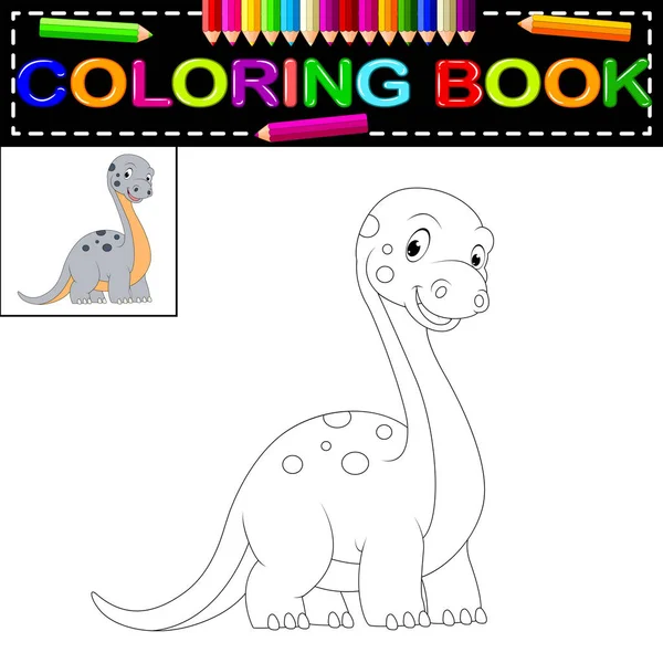 Carino Libro Colorare Dinosauro — Vettoriale Stock