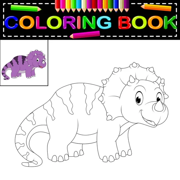 Carino Libro Colorare Dinosauro — Vettoriale Stock