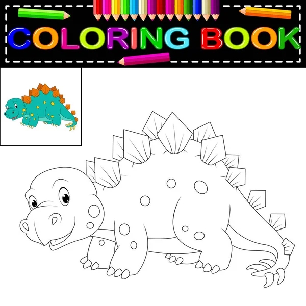 Lindo Libro Para Colorear Dinosaurio — Vector de stock