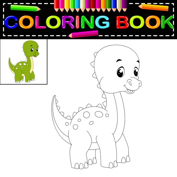 Lindo Libro Para Colorear Dinosaurio — Vector de stock