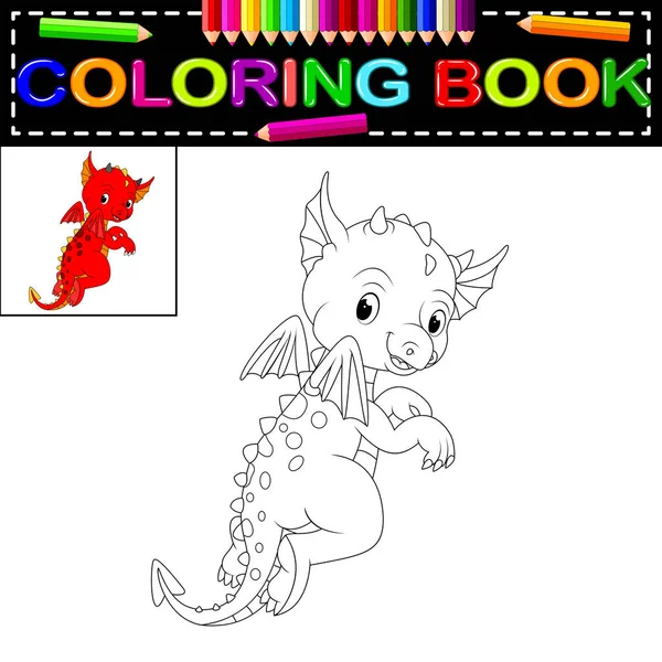 Lindo Libro Para Colorear Dragón — Vector de stock