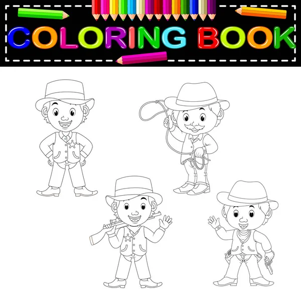 Cute Cowboys Coloring Book — Stock Vector