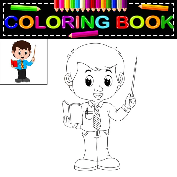 Profesor Masculino Para Colorear Libro — Vector de stock