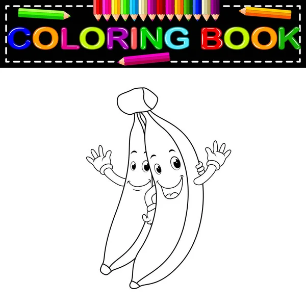 Plátanos Con Cara Para Colorear Libro — Vector de stock