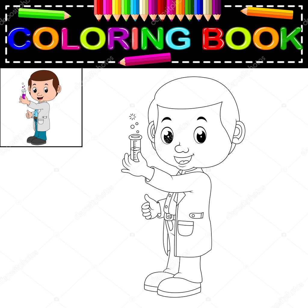 Cute scientist coloring book