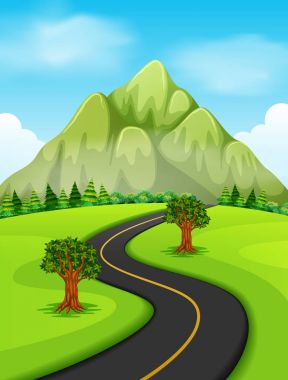 bir yol dağa gidiyor çizimi