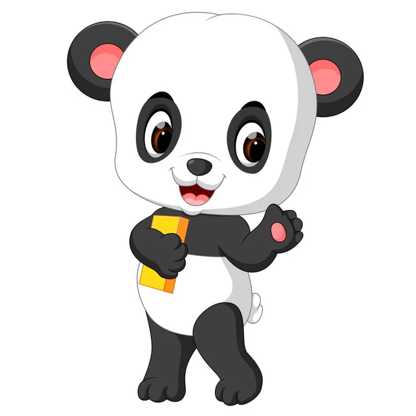 Aranyos Panda Eszköztartási Ceruzát Könyv — Stock Vector