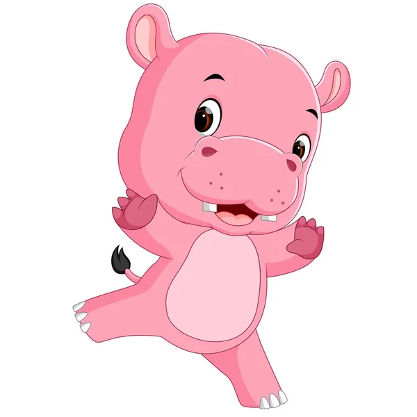 Mignon Drôle Hippopotame Dessin Animé — Image vectorielle