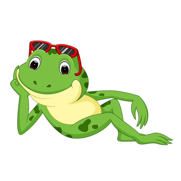 Green frog with happy smile