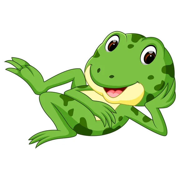 Zelená Žába Šťastný Úsměv — Stockový vektor