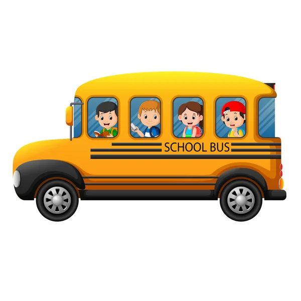 Çocukların Okul Otobüs Çizimi — Stok Vektör