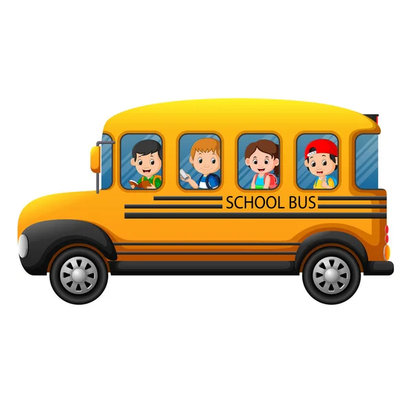 Illustration Children School Bus — Stock Vector