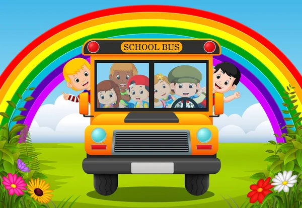Ілюстрація Дітей Шкільного Автобуса — стоковий вектор