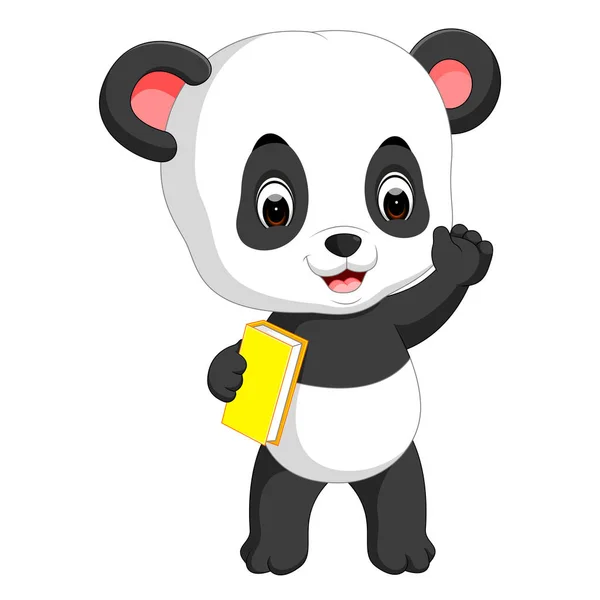 Cute Panda Holding Pencil Book — Stock Vector