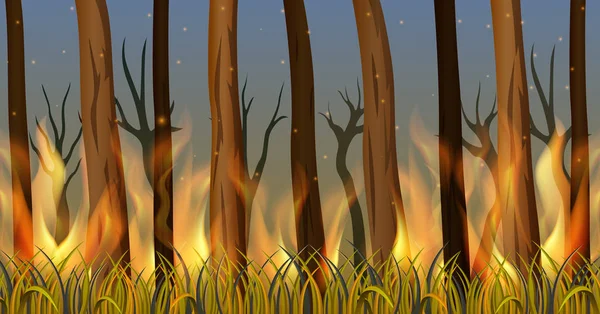 Δέντρα Στο Δάσος Στην Πυρκαγιά — Διανυσματικό Αρχείο
