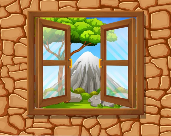 Fenster Zur Natur Szene — Stockvektor