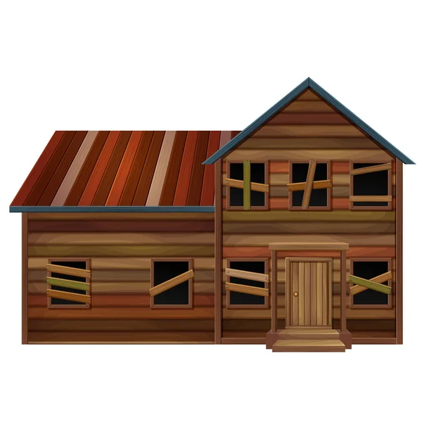 悪い状態での木造住宅 — ストックベクタ