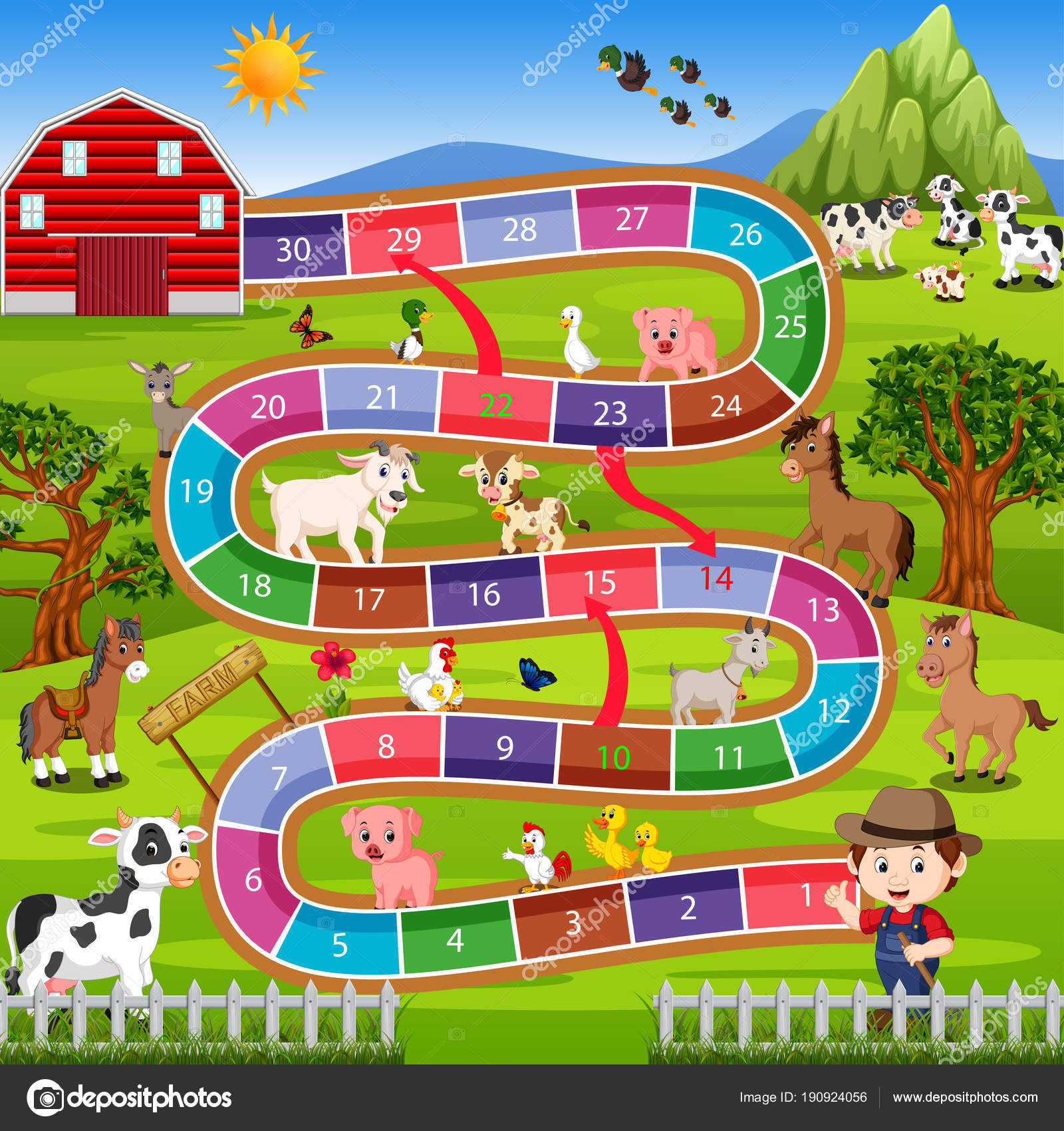 Um modelo de jogo de tabuleiro de fazenda