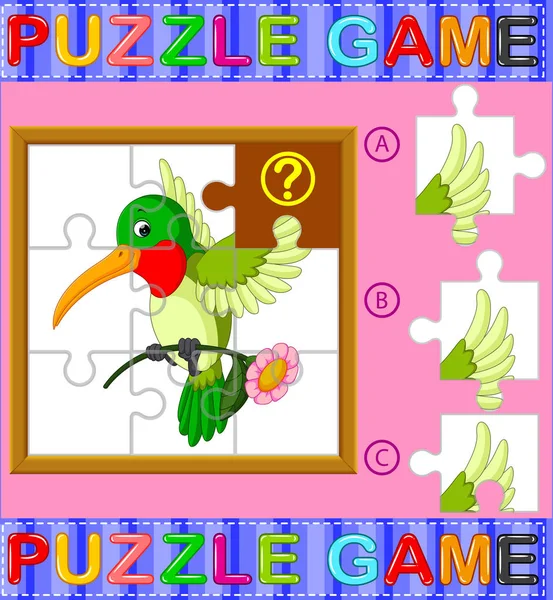 Jigsaw Puzzle Education Game Preschool Children Bird — Stock Vector