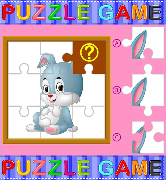 Jigsaw Puzzle Eğitim Oyunu Tavşan Olan Okul Öncesi Çocuklar Için — Stok Vektör