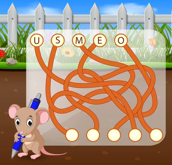 用鼠标学习英语的逻辑益智游戏 — 图库矢量图片