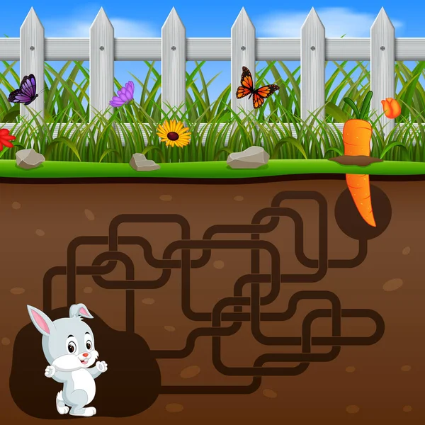 Hjälp Kaninen Att Hitta Moroten — Stock vektor