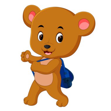 ayı sırt çantası ile okula gitmek