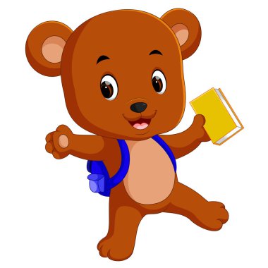 ayı sırt çantası ile okula gitmek