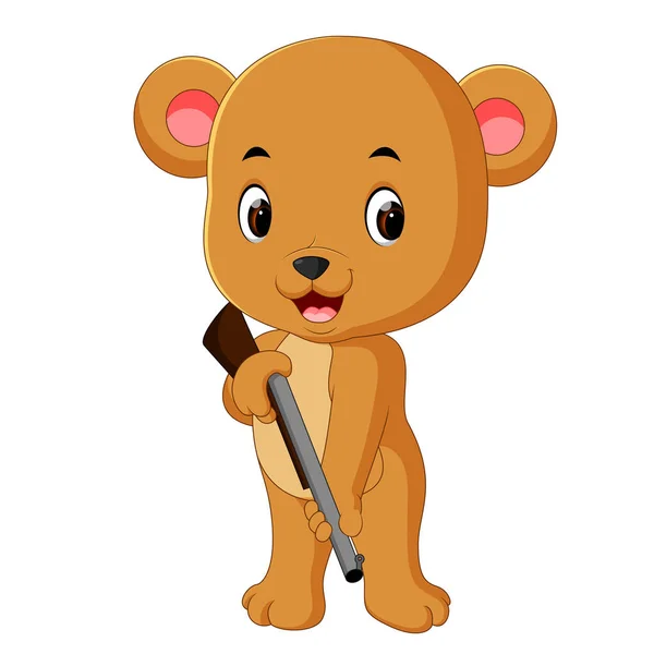 Cute Bear Holding Gun — Stock Vector