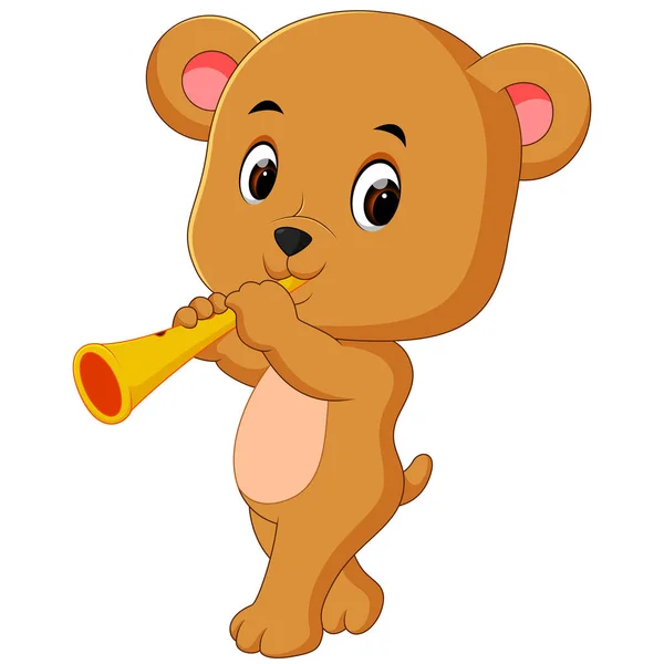 Urso Bonito Tocando Saxofone — Vetor de Stock