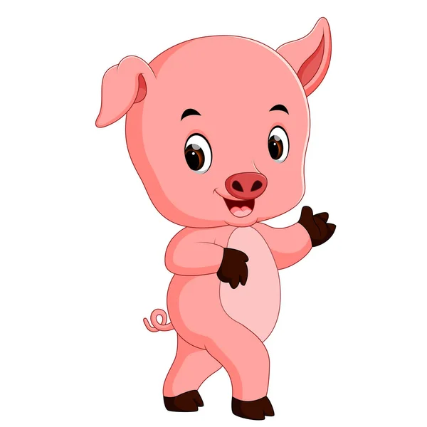 Cute Funny Pig Cartoon — Stock Vector