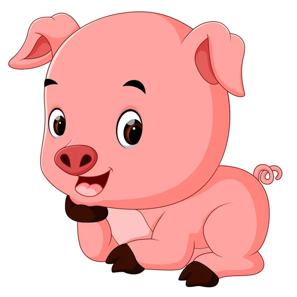 Dessin Animé Drôle Porc Mignon — Image vectorielle