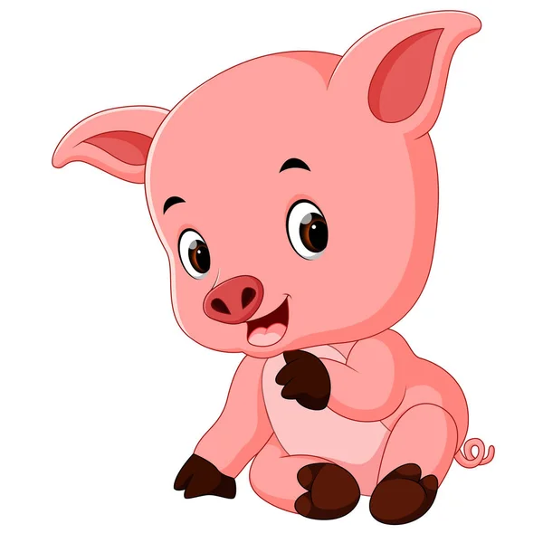 Cute Funny Pig Cartoon — Stock Vector