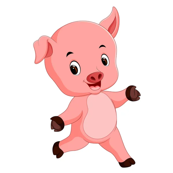 Lindo Divertido Cerdo Dibujos Animados — Vector de stock
