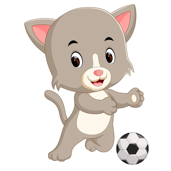 サッカーをしているかわいい猫 — ストックベクタ