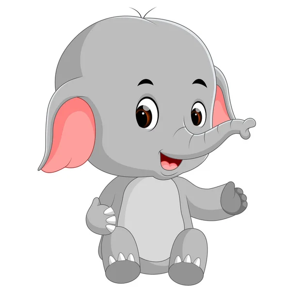 Drôle Bébé Éléphant Dessin Animé — Image vectorielle