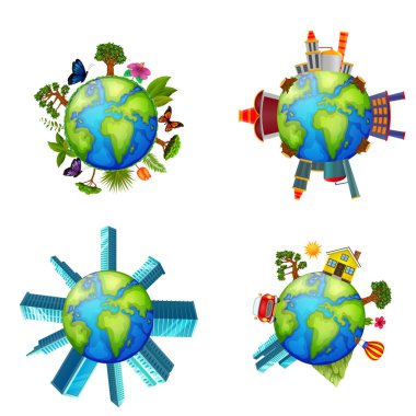 Dünya çevresinde adada farklı binalar