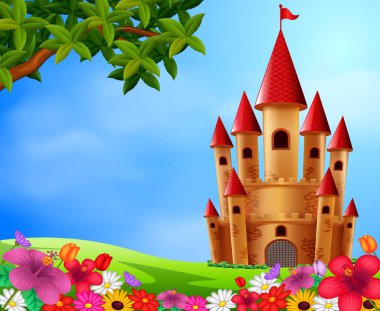 Castle towers in the field clipart