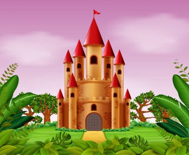 Castle towers in the jungle clipart